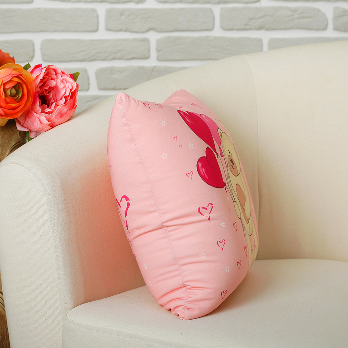 Мягкая подушка-игрушка антистресс "Влюбленный мишка" с сердечками