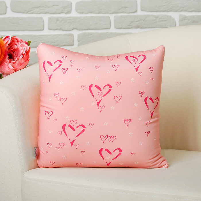 Мягкая подушка-игрушка антистресс "Влюбленный мишка" с сердечками