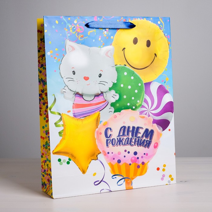 Пакет ламинированный вертикальный «С днём Рождения!», L 40 × 31 × 9 см