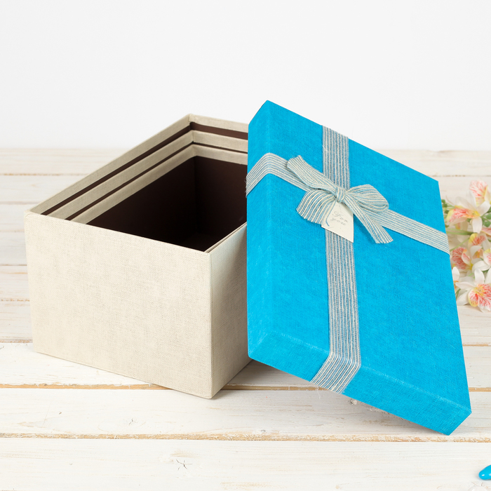 Набор коробок 3в1, голубой, 31 х 20 х 15 - 25 х 16 х 11 см