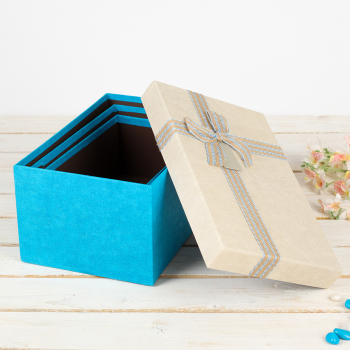 Набор коробок 3в1, голубой, 31 х 20 х 15 - 25 х 16 х 11 см