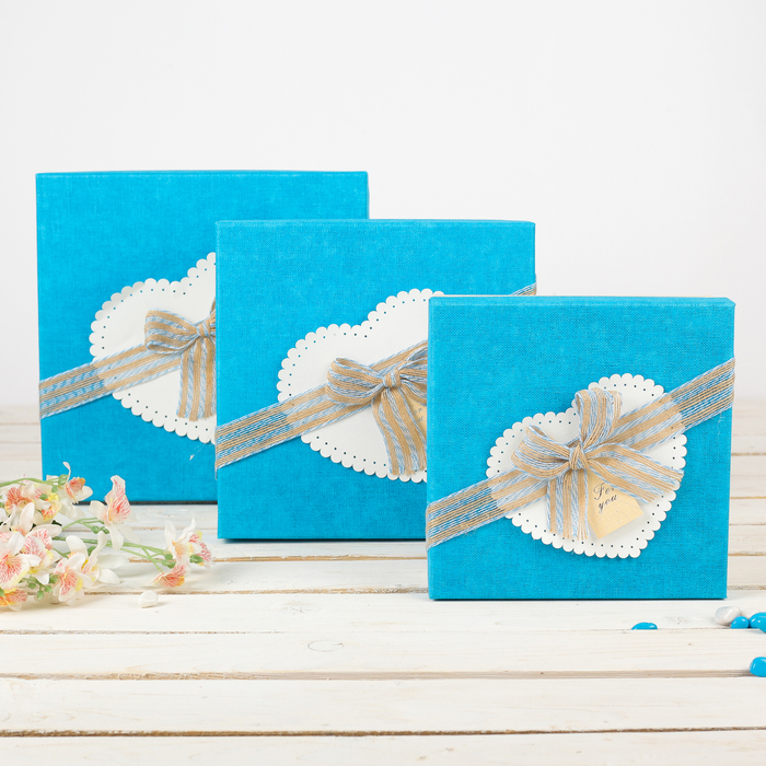 Набор коробок 3в1 "Для тебя", 27 х 27 х 11,5 - 20,5 х 20,5 х 8 см