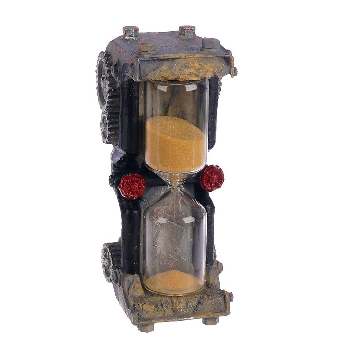 Часы песочные "Шестеренки", микс песок, полистоун, 5 минут,5 7,5*18,35 см