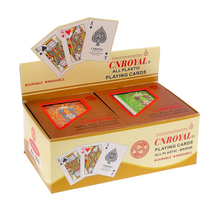 карты игральные пластик в пласт. коробке, 26мкр, микс