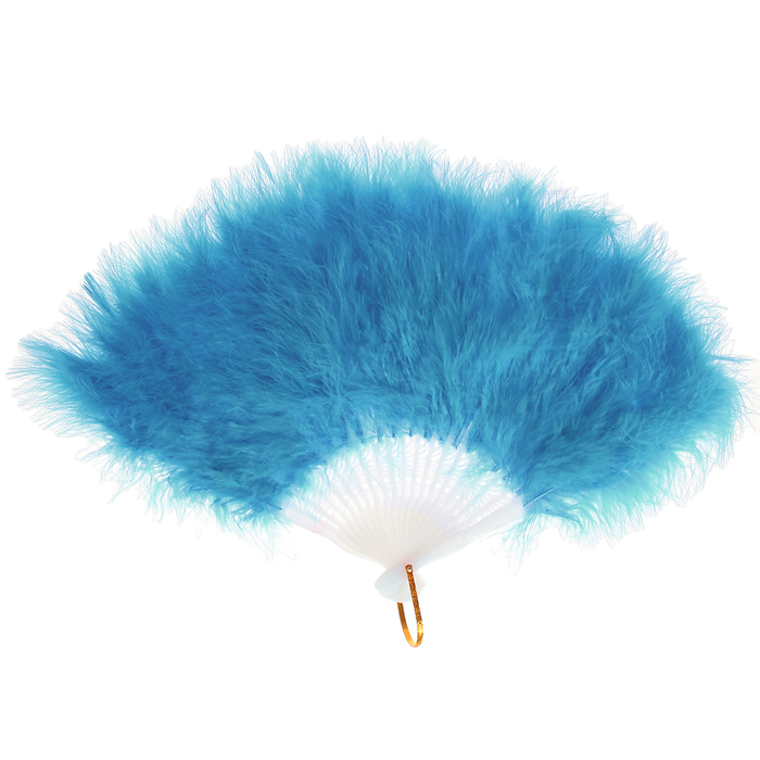 Веер пуховой 30 см, цвет голубой