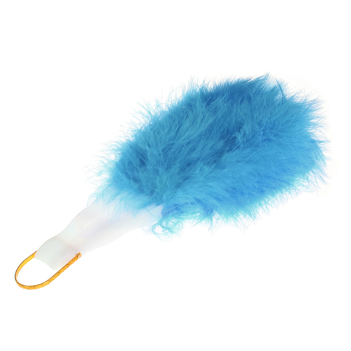 Веер пуховой 30 см, цвет голубой