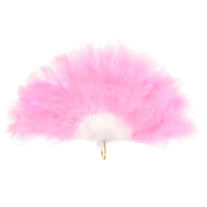 Веер пуховой 30 см, цвет розовый