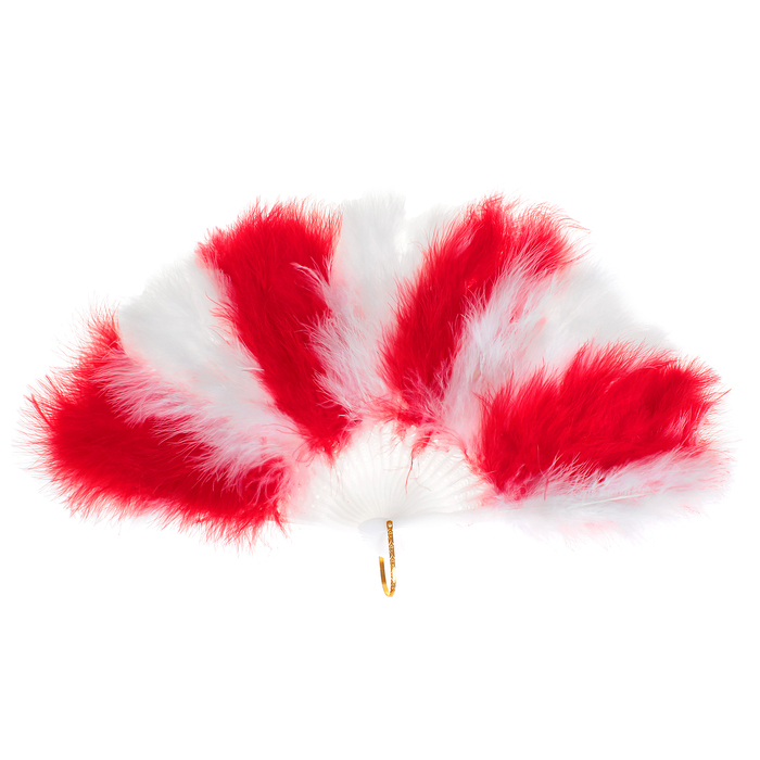 Веер пуховой 30 см, цвет красно-белый