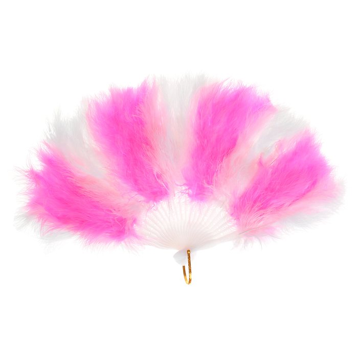 Веер пуховой 30 см, цвет бело-розовый