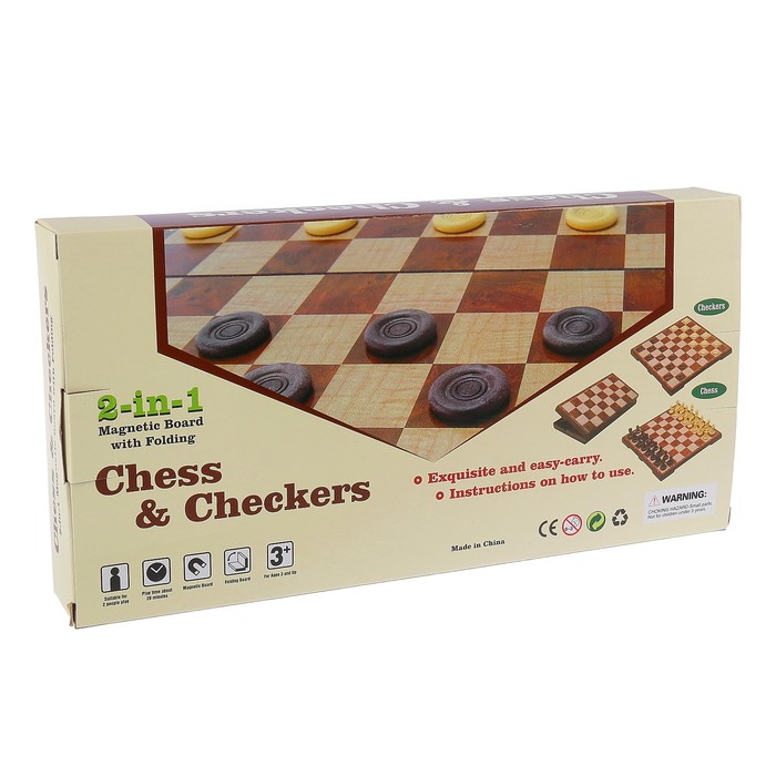 Игра настольная 2 в 1 шахматы+шашки, пластик, 31*31см