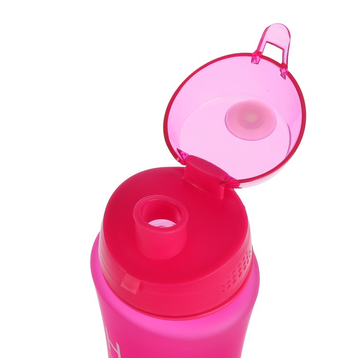 Бутылка для воды 650 мл H2O, матовая, на браслете, крышка на защёлке, розовая, 8х25 см