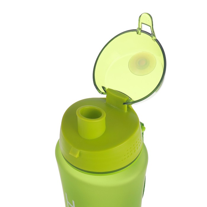 Бутылка для воды 650 мл H2O, матовая, на браслете, крышка на защёлке, зелёная, 8х25 см