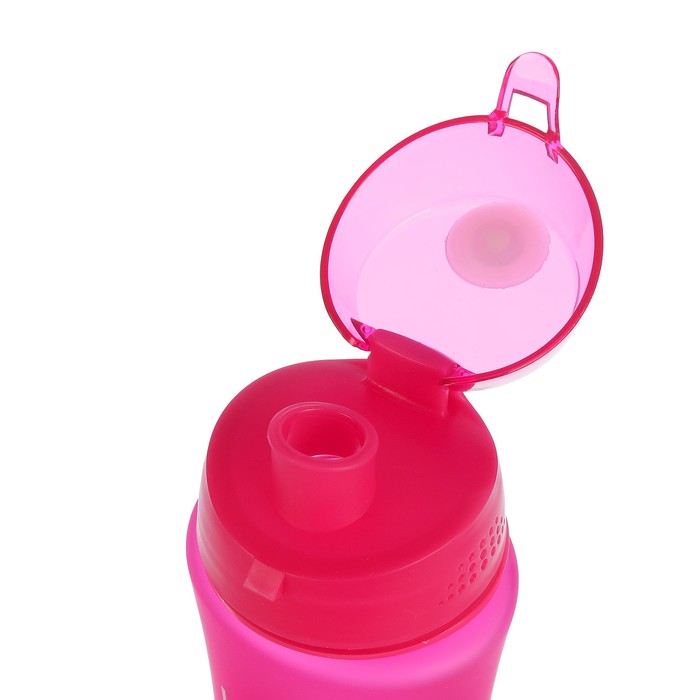 Бутылка для воды 480 мл H2O, матовая, на браслете, крышка на защёлке, розовая, 7.5х20.5 см