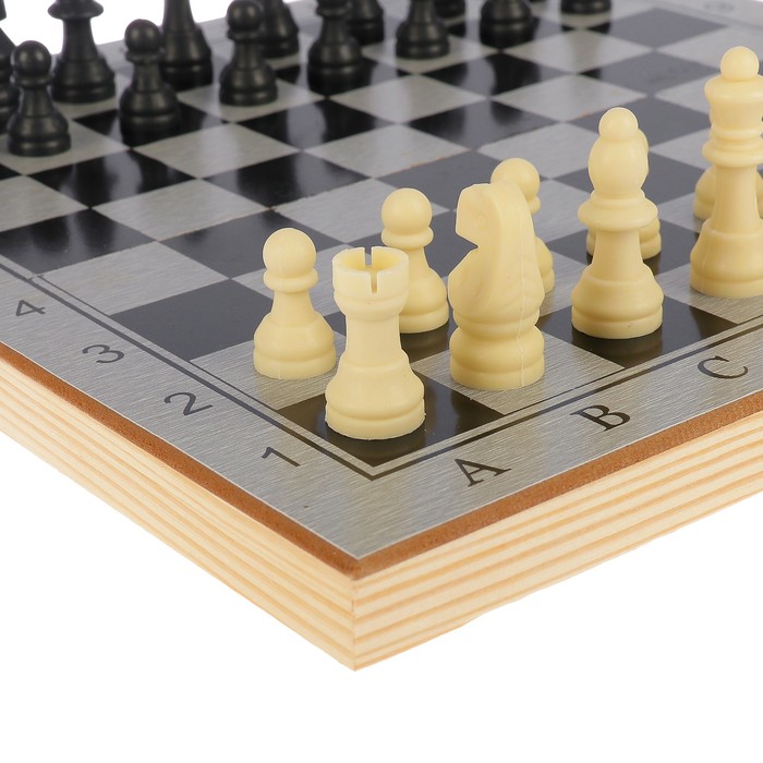 Набор 3 в 1: шахматы + шашки + нарды, пластиковые фигуры, 29х29 см