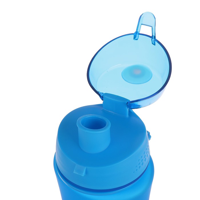 Бутылка для воды 480 мл H2O, матовая, на браслете, крышка на защёлке, синяя, 7.5х20.5 см
