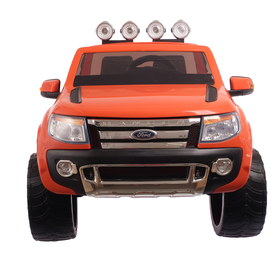 Электромобиль FORD RANGER, цвет оранжевый, EVA колёса, кожаное сиденье от Сима-ленд