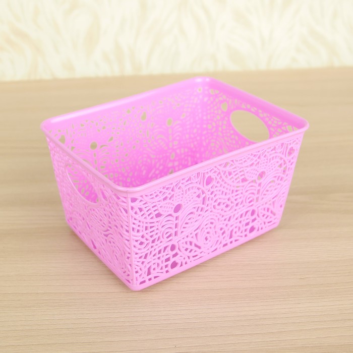 Корзина для хранения "Кружевные цветы", цвет сиреневый