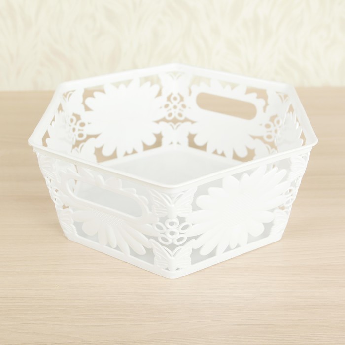 Корзина для хранения "Подсолнухи", цвет белый