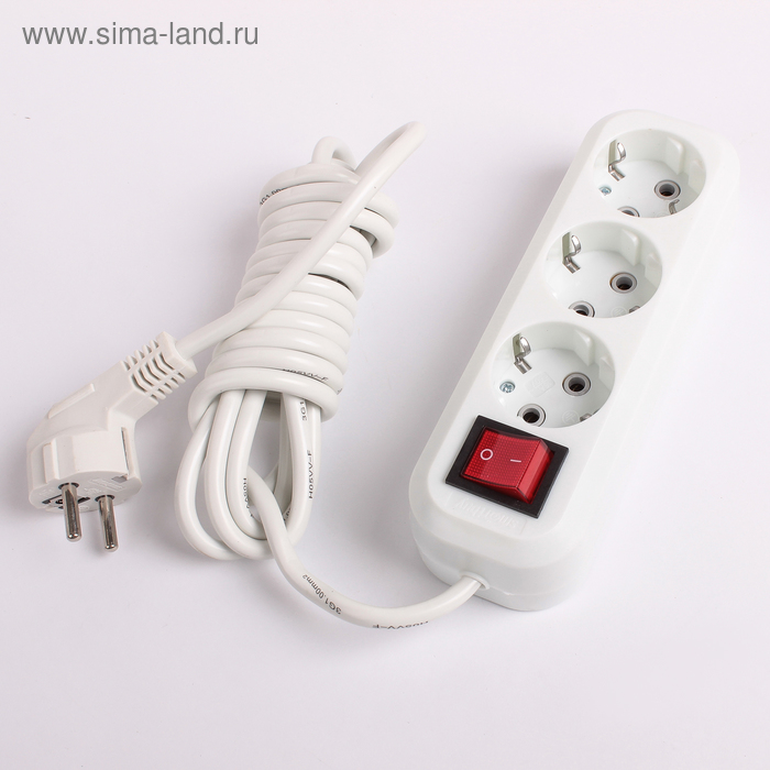 

Удлинитель Smartbuy, 3 розетки, 3м, 16 А, 3600 Вт, ПВС 3х1 мм2, с з/к, с выкл., белый
