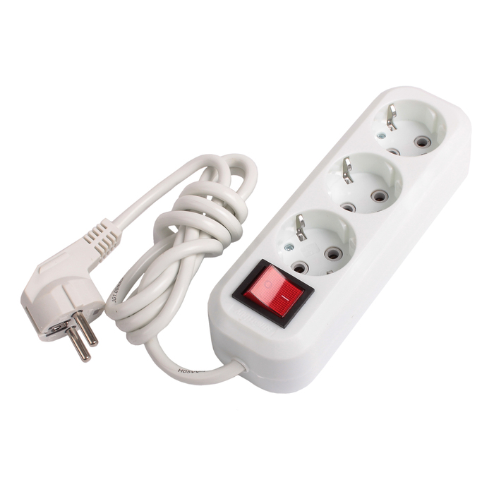 Удлинитель Smartbuy, 3 розетки, 1.5 м, 3500 Вт, 16 А, ПВС 3х1, с выкл, с з/к,SBE-16-3-1,5-ZS   30323