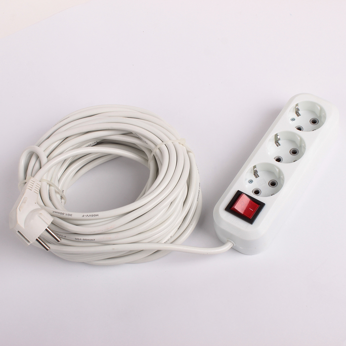 Удлинитель Smartbuy, 3 розетки, 15 м, 3500 Вт, 16 А, ПВС 3х1, с выкл, с з/к, SBE-16-3-15-ZS   303231