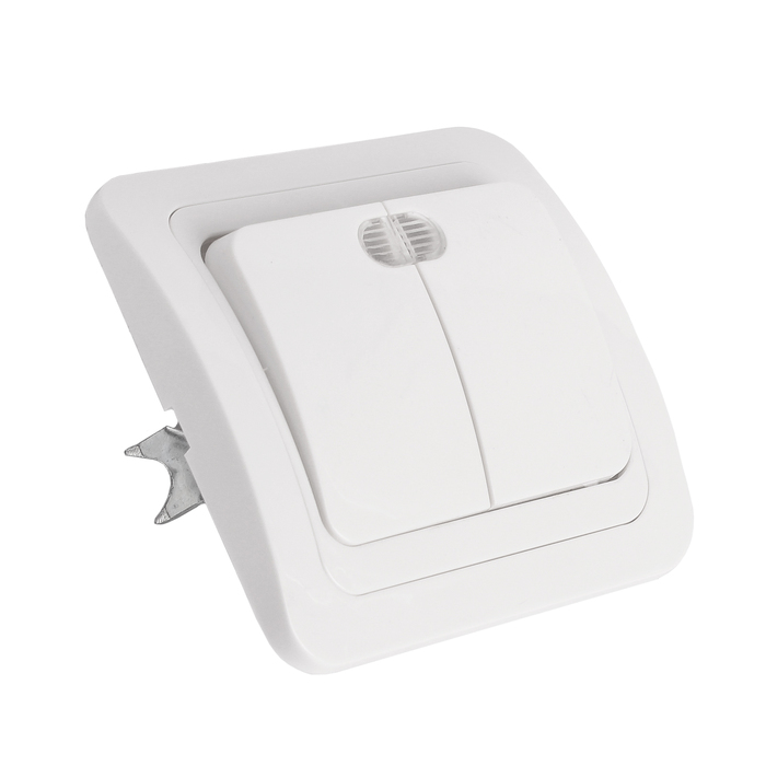 Выключатель Smartbuy "Марс", 10 А, 2 клавиши, с индикатором, белый