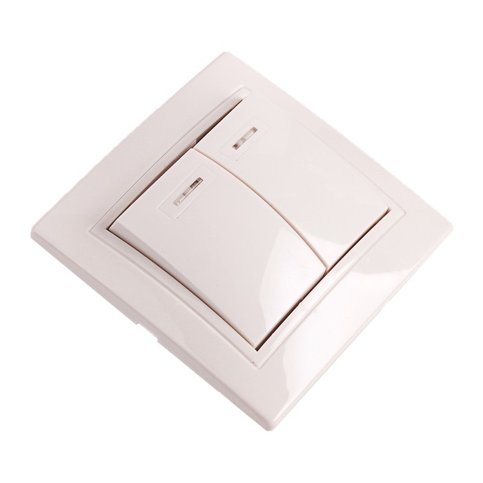 Выключатель Smartbuy "Венера", 10 А, 2 клавиши, с индикатором, белый