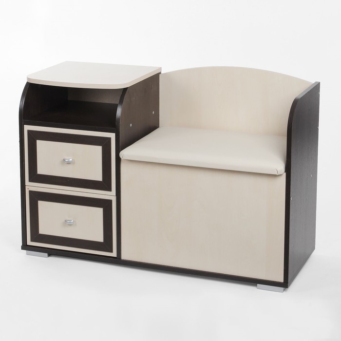 Диван с тумбой 1000*355*670 Венге / Береза Кож.зам бежевый