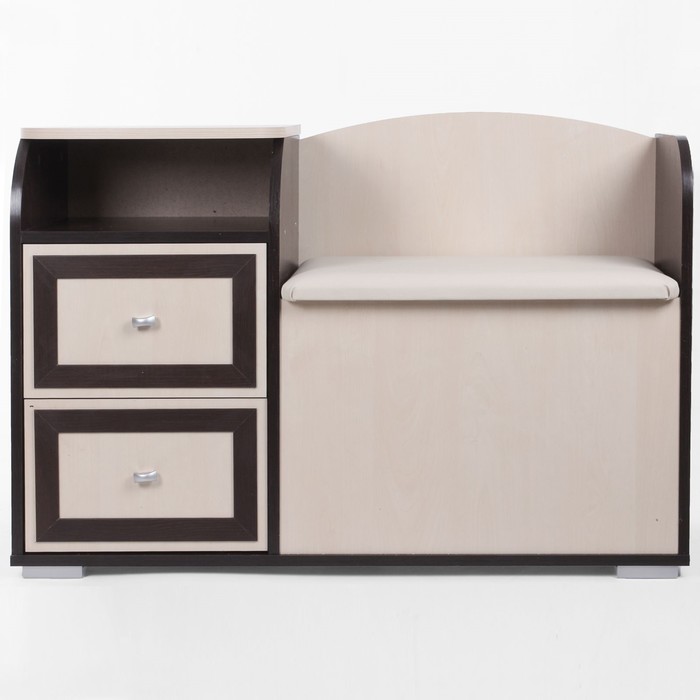 Диван с тумбой 1000*355*670 Венге / Береза Кож.зам бежевый