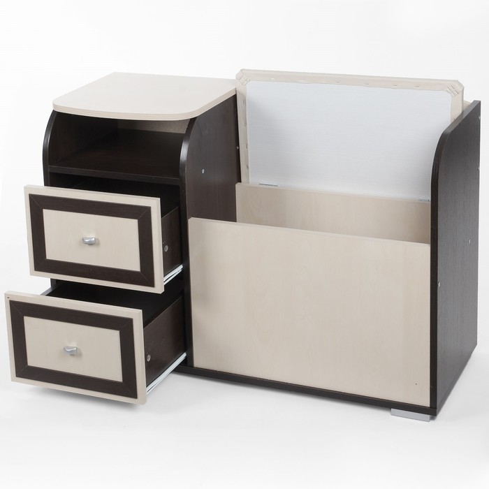 Диван с тумбой 1000*355*670 Венге / Береза Кож.зам бежевый