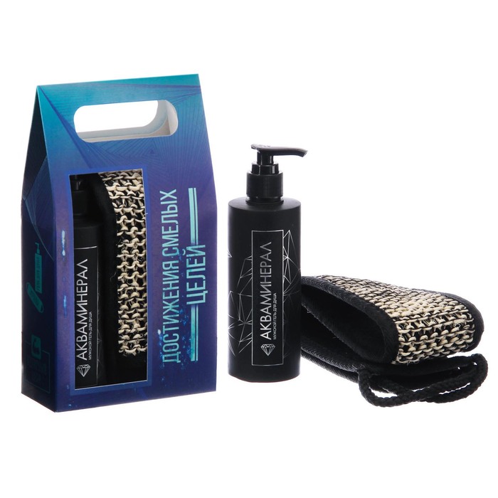 Подарочный набор "Достижения смелых целей": гель для душа, мочалка