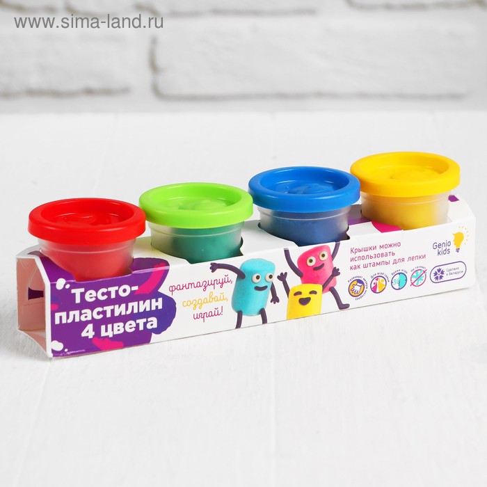Набор для детского творчества «Тесто-пластилин, 4 цвета» набор для детского творчества тесто пластилин 4 цвета