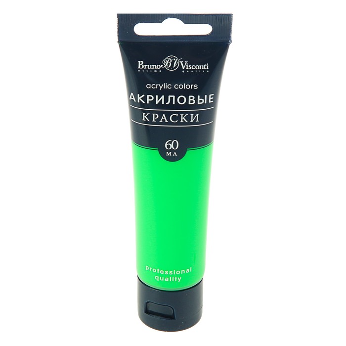 Краска акриловая Fluo туба 60 мл Bruno Visconti морозостойкие Зеленая флуоресцентная