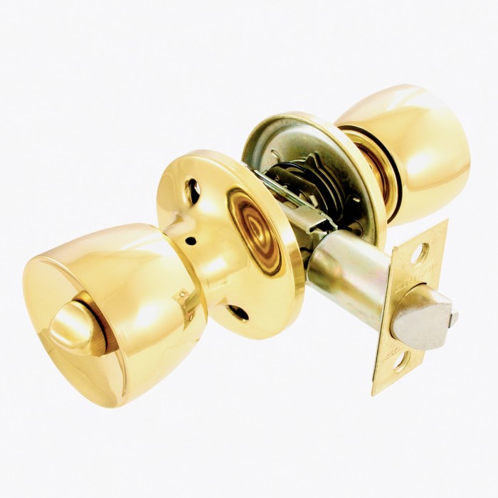 Ручка-защёлка АЛЛЮР 5562 PB, с ключом, с фиксатором, цвет латунь