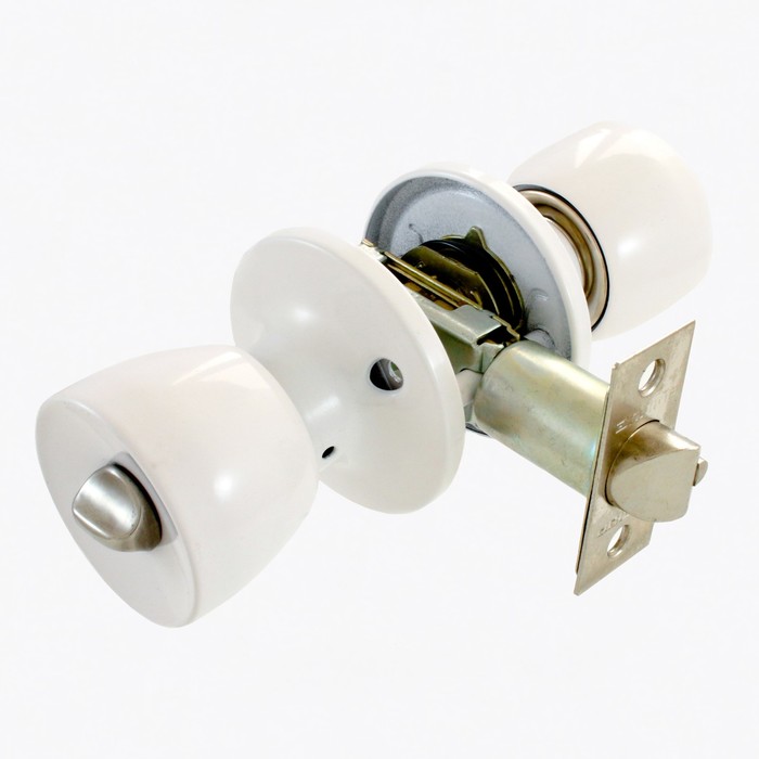 Ручка-защёлка АЛЛЮР 5562 WW, с ключом, с фиксатором, цвет белый