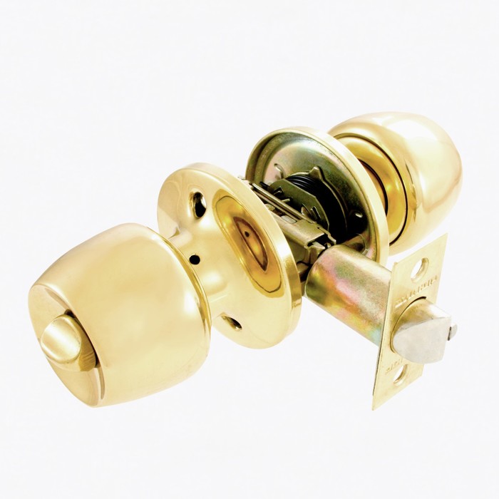 Ручка-защёлка АЛЛЮР 5564 PB, с ключом, с фиксатором, цвет латунь