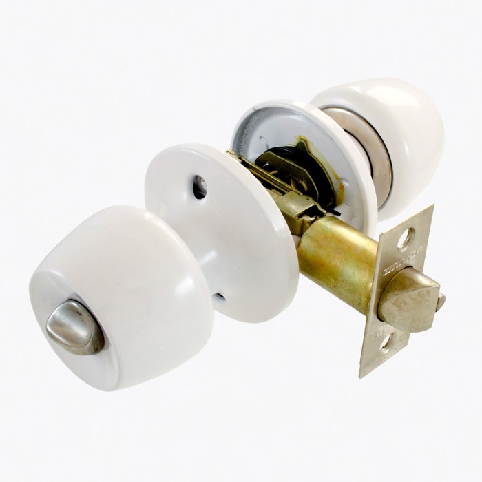 Ручка-защёлка АЛЛЮР 5564 WW, с ключом, с фиксатором, цвет белый