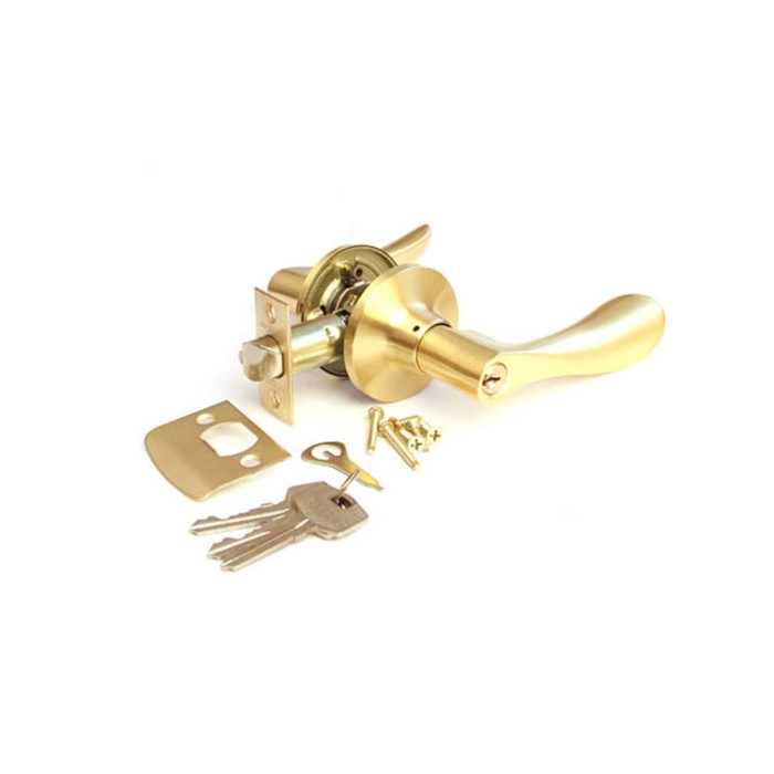 Ручка-защёлка APECS 0891-01-GМ, с ключом, с фиксатором, цвет матовое золото