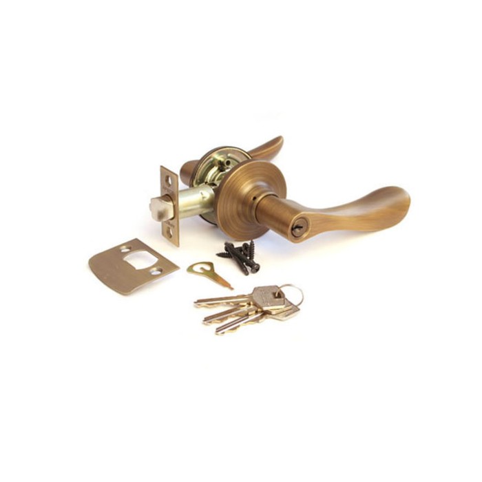 Ручка-защёлка APECS 0891-01-АN, с ключом, с фиксатором, цвет старая бронза