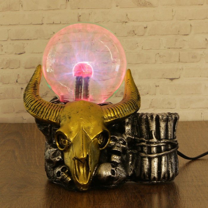 Плазменный шар полистоун "Череп буйвола" 19х17х11,5 см