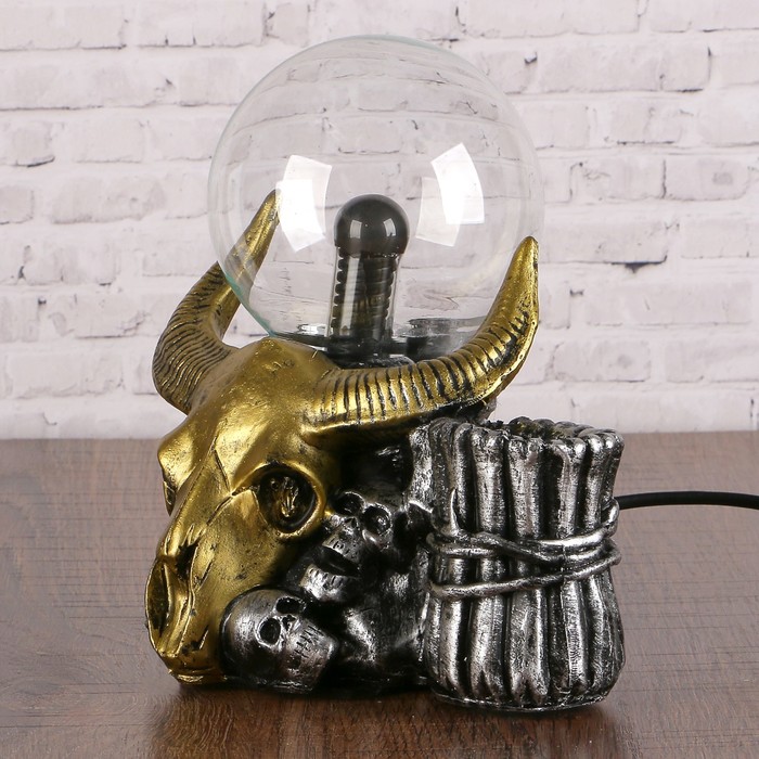 Плазменный шар полистоун "Череп буйвола" 19х17х11,5 см