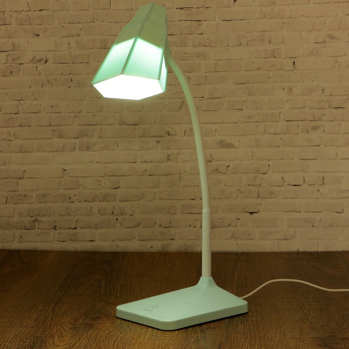 Лампа настольная сенсор 3 режима 3W USB АКБ "Грани" голубая 42х11х14,5 см