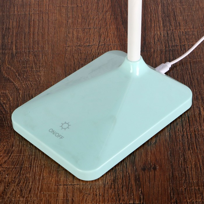 Лампа настольная сенсор 3 режима 3W USB АКБ "Грани" голубая 42х11х14,5 см