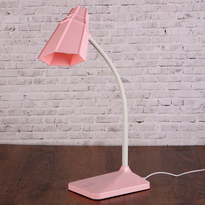 Лампа настольная сенсор 3 режима 3W USB АКБ "Грани" розовая 42х11х14,5 см
