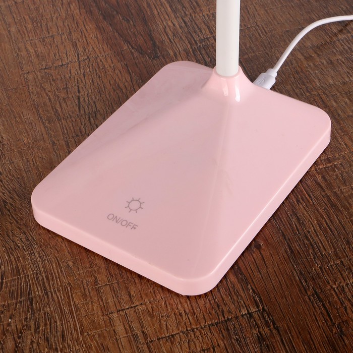 Лампа настольная сенсор 3 режима 3W USB АКБ "Грани" розовая 42х11х14,5 см