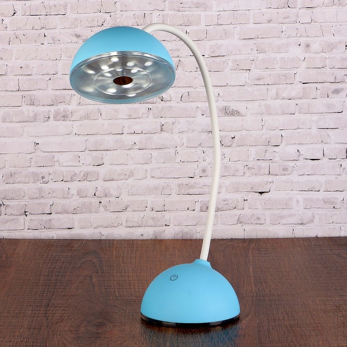 Лампа настольная сенсор 3 реж. 3W LEDх18 USB "Полушарие" голубая соедин. в шар 45х11х11 см