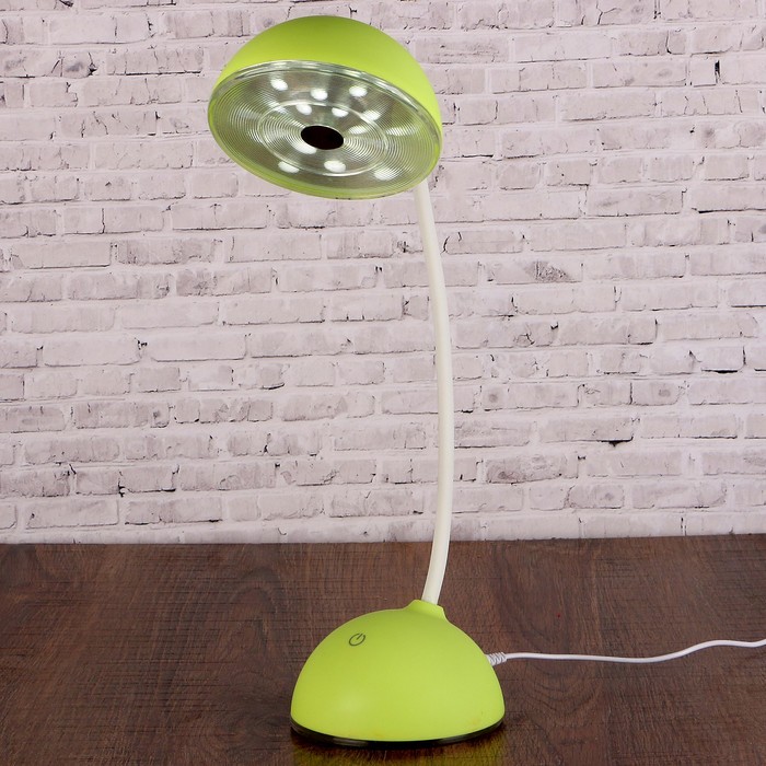 Лампа настольная сенсор 3 реж. 3W LEDх18 USB "Полушарие" зелёная соедин. в шар 45х11х11 см