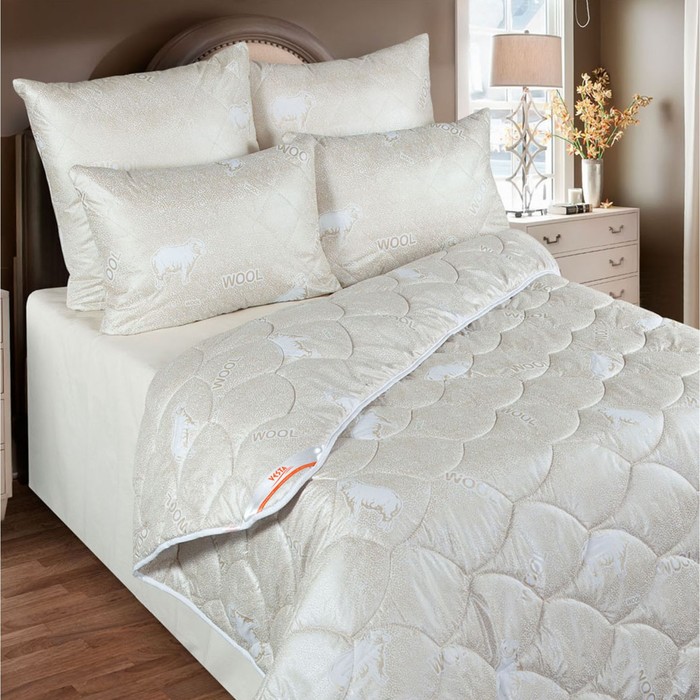 Одеяло эимнее 220*205, ОМШ/20эк, шерсть мериноса, ткань глосс-сатин,п/э