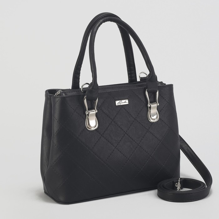 Сумка женская, 2 отдела на молнии, наружный карман, регулируемый ремень, цвет чёрный