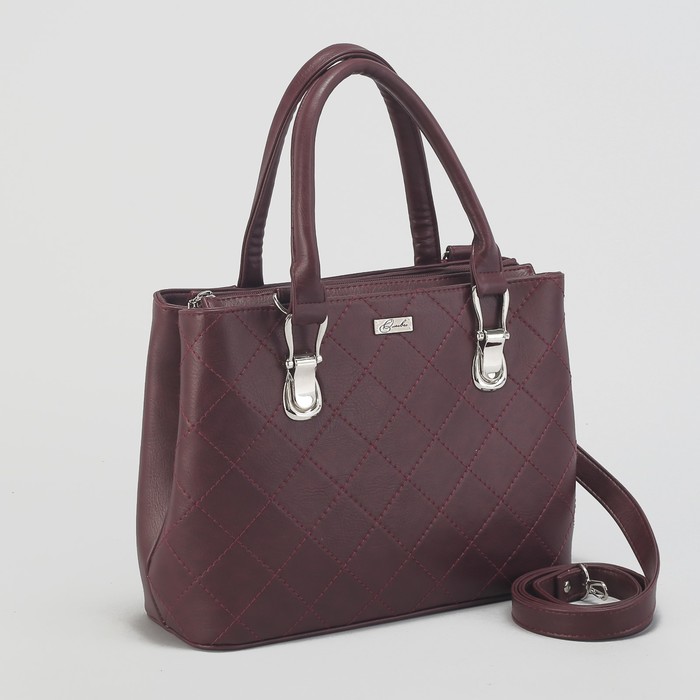 Сумка женская, 2 отдела на молнии, наружный карман, регулируемый ремень, цвет вишнёвый